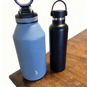 Blue and Black Water Bottles
